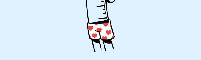 illustration of ruler in boxer shorts with hearts on them